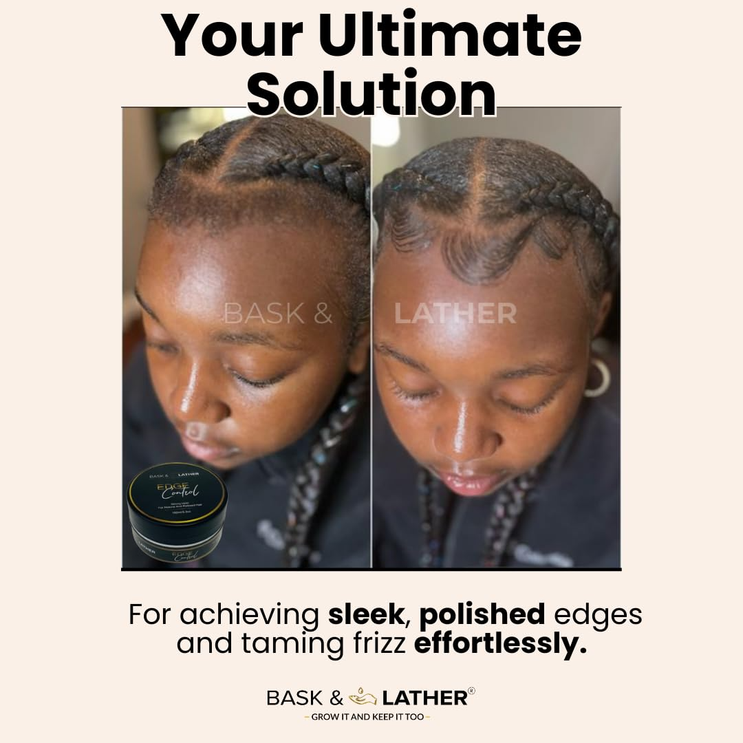 BASK & LATHER Strong Hold Edge Control Gel with Castor Oil 150ml| 5.3OZ